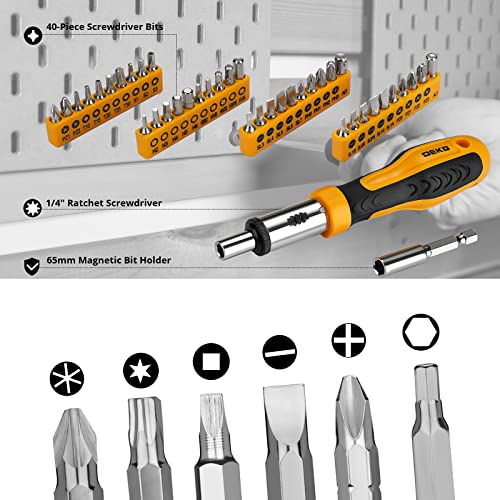 DEKOPRO 228 Piece Socket Wrench Auto Repair Tool Combination Package Mixed Tool Set Hand Tool Kit with Plastic Toolbox Storage Case