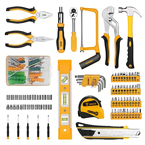 DEKOPRO 228 Piece Socket Wrench Auto Repair Tool Combination Package Mixed Tool Set Hand Tool Kit with Plastic Toolbox Storage Case